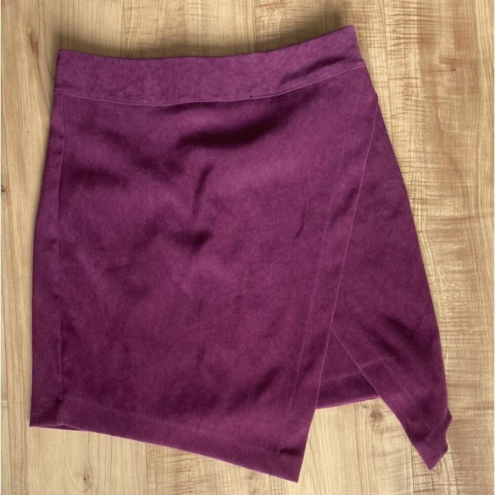 GB Junior Size Small Maroon Suede Asymmetrical Zip Skirt